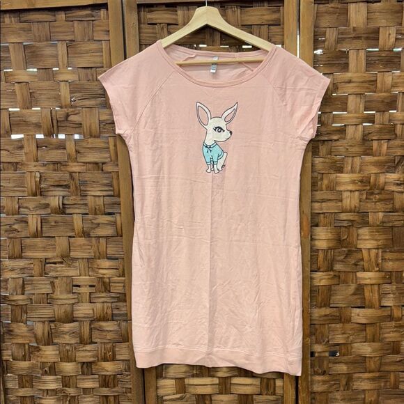 Salmon Sleepwear Dress with Animal Print - Picture 1 of 2